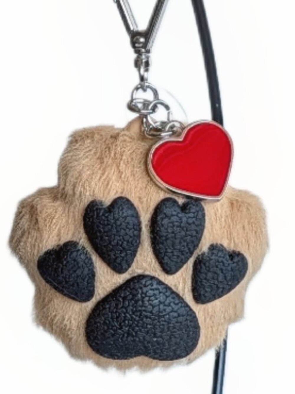 New- B&BW Faux Fir Paw Pocketbac Holder with Red ♥️ Heart Charm